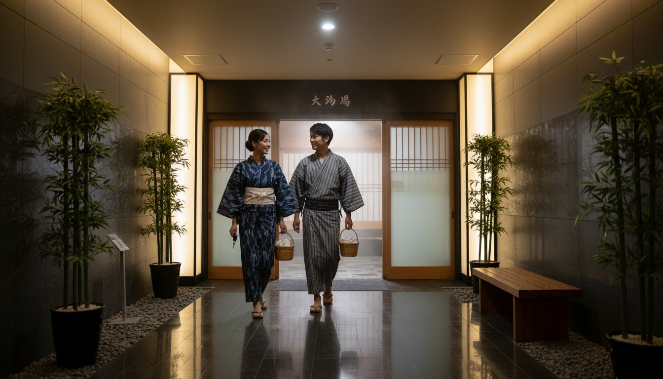 お部屋の服とスリッパのまま館内を移動して大丈夫です